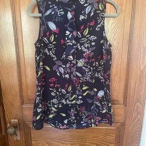 Banana Republic Navy Floral Sleeveless Blouse